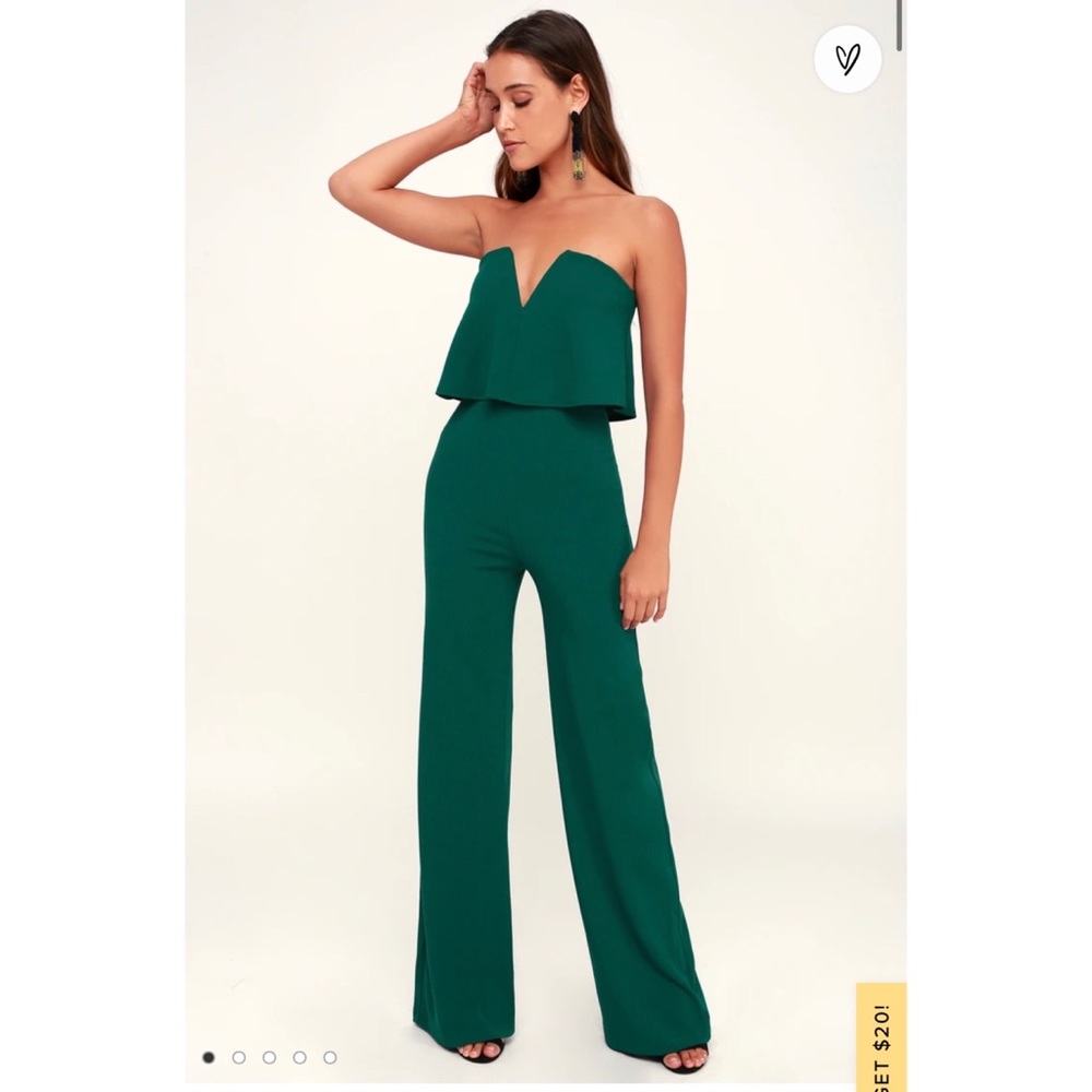 Power of Love Emerald Green Strapless Jumpsuit